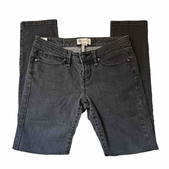 BCBGeneration Jeans 28 Black Dark Grey Denim Generation Logo Straight Leg Skinny - Picture 2 of 7